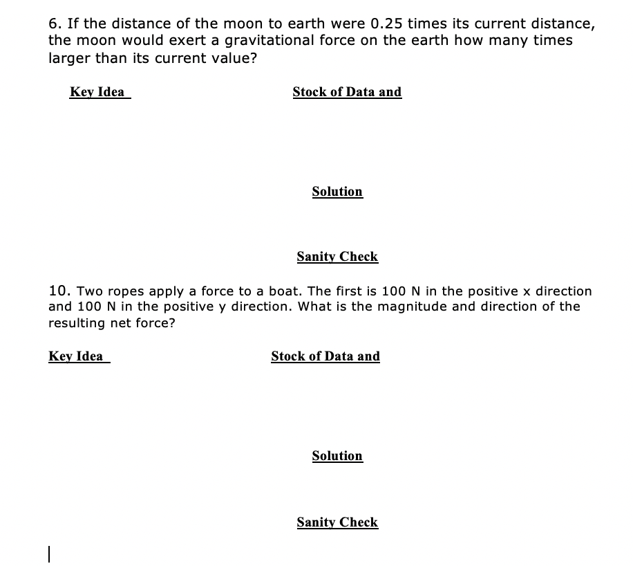 Solved 6. If the distance of the moon to earth were 0.25 | Chegg.com