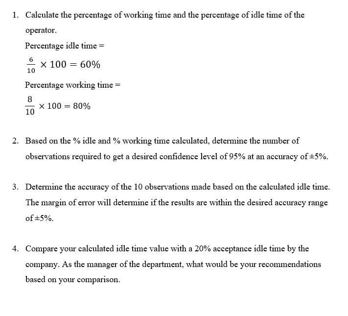 Idle time example - How to calculate time required for production