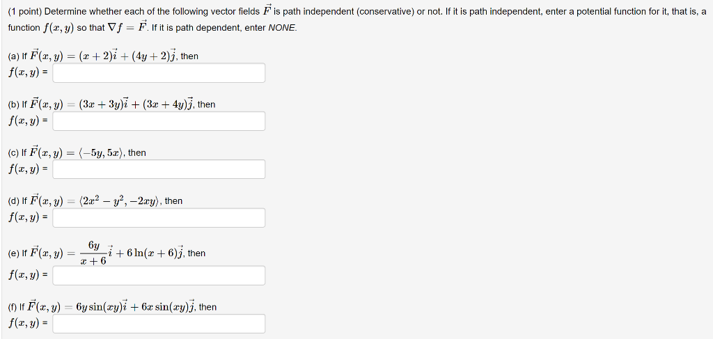 Solved (1 point) Determine whether each of the following | Chegg.com