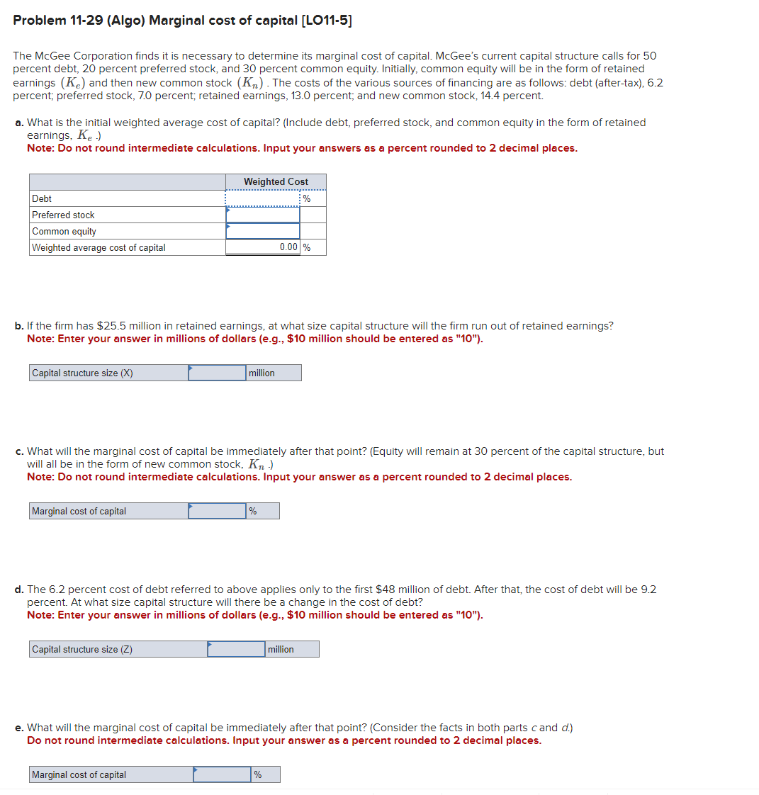 Solved Problem 1129 (Algo) Marginal cost of capital