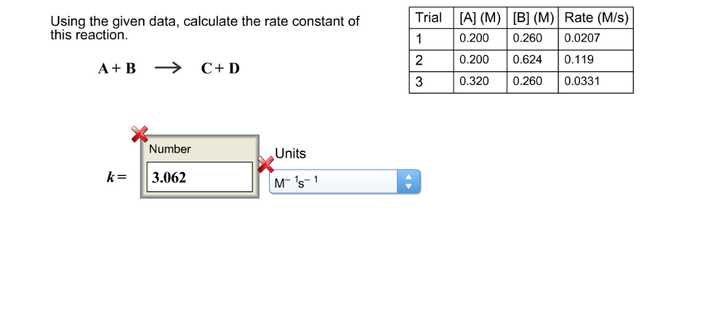 Solved Using the given data, calculate the rate constant | Chegg.com