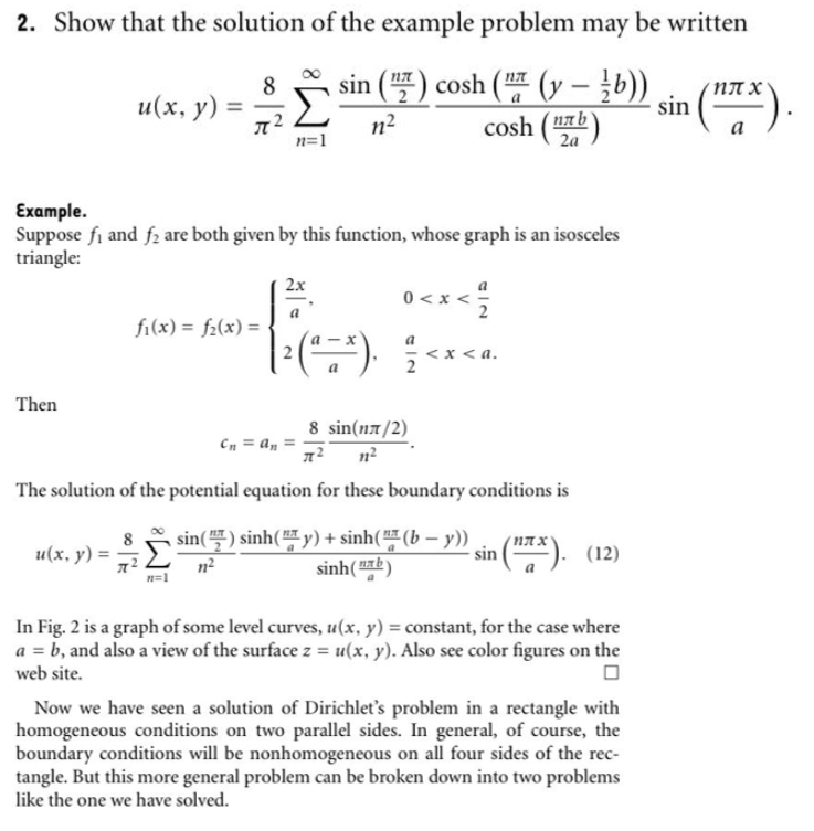 Consider The Example Problem Solved 2. Show that the solution of the example problem may | Chegg.com