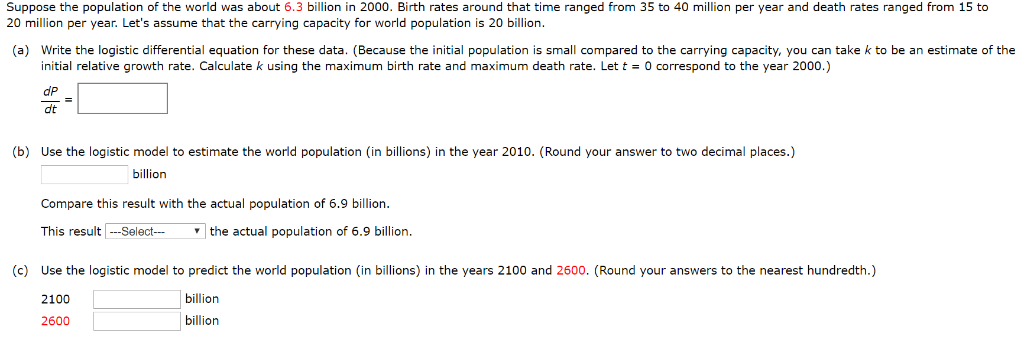 Solved Suppose the population of the world was about 6.3 | Chegg.com