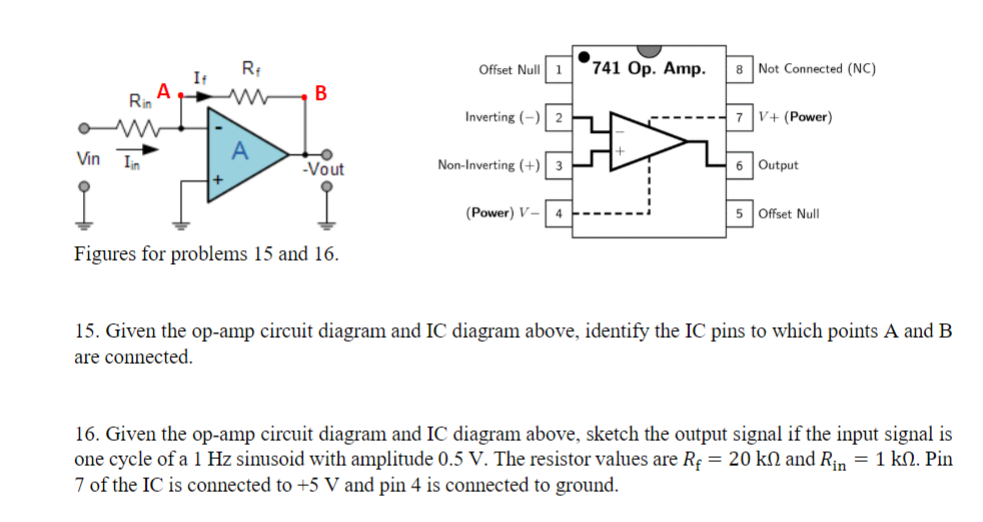 Solved Given the op-amp circuit diagram and IC diagram | Chegg.com