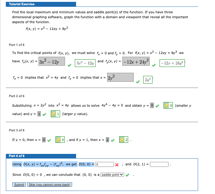 Solved Tutorial Exercise Find The Local Maximum And Minimum | Chegg.com