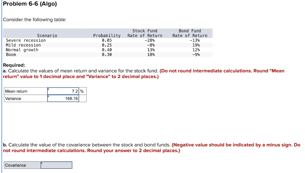 Solved Consider the following table Scenario Probability