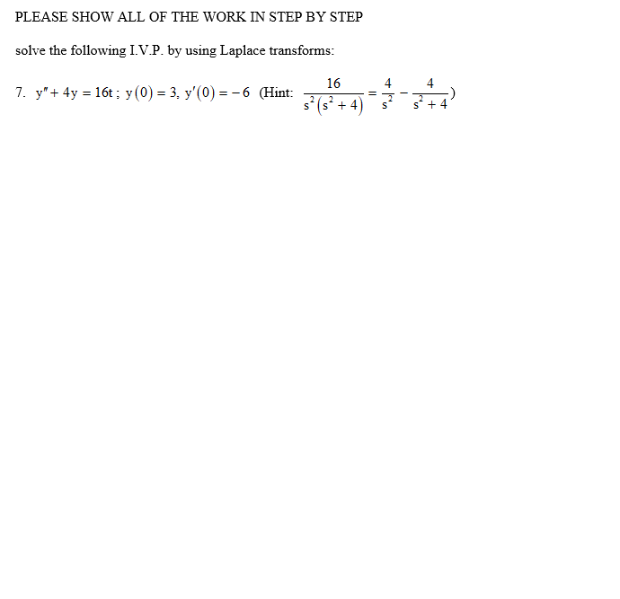 Solved PLEASE SHOW ALL OF THE WORK IN STEP BY STEP solve the | Chegg.com