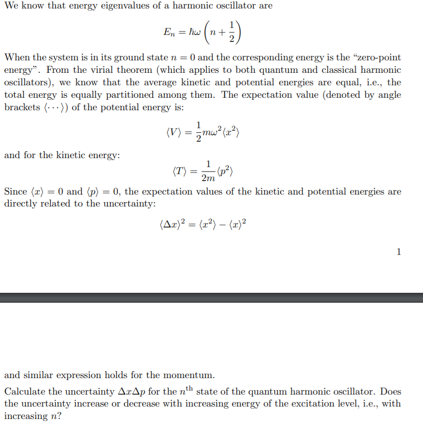Solved We know that energy eigenvalues of a harmonic