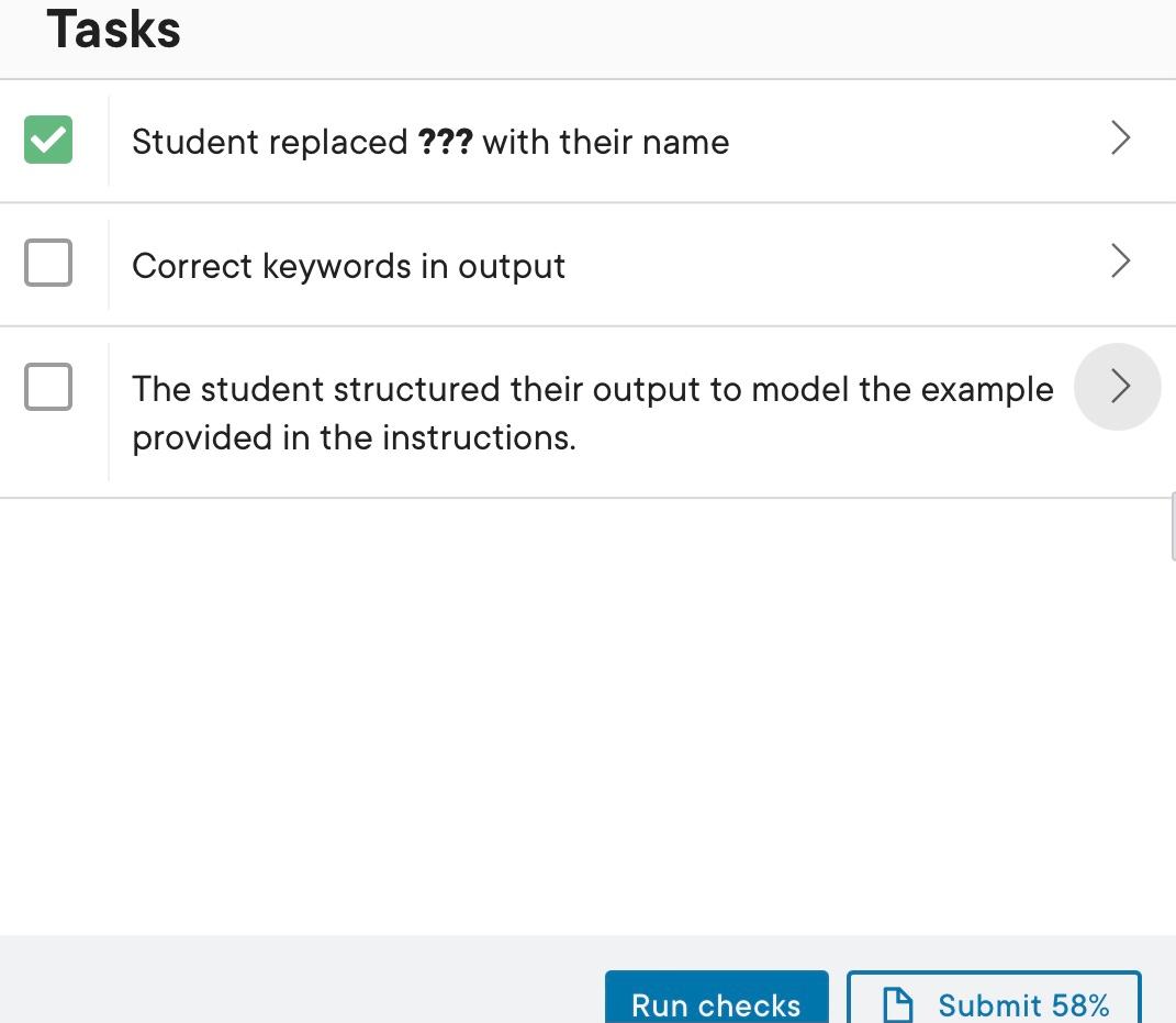 Solved Correct keywords in output?The student structured | Chegg.com