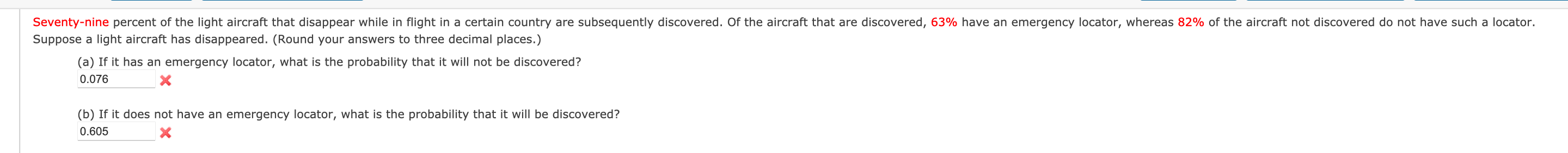 Solved Suppose a light aircraft has disappeared. (Round | Chegg.com