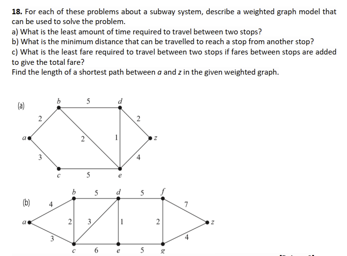 18. For each of these problems about a subway system, | Chegg.com