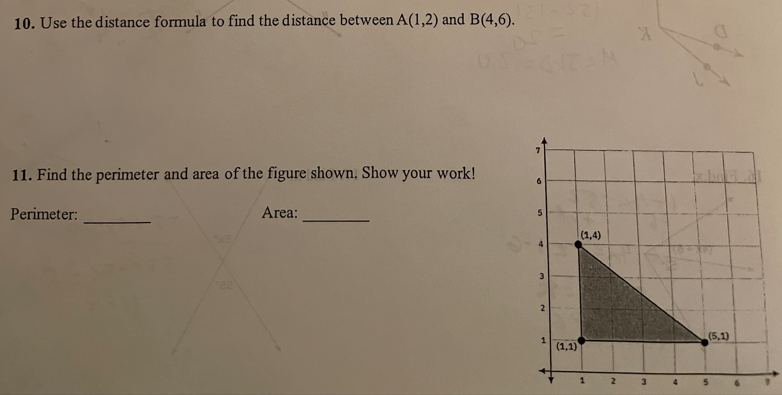 Solved 10. Use the distance formula to find the distance | Chegg.com