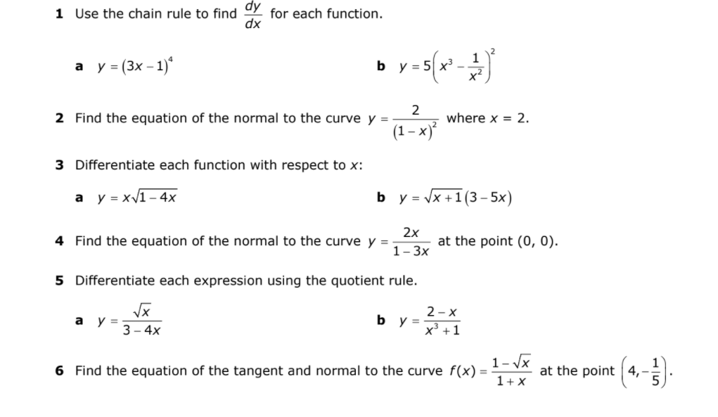 Solved 1 Use the chain rule to find dy dx for each function. | Chegg.com