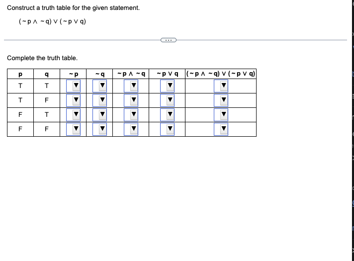 Solved Construct a truth table for the given statement. | Chegg.com