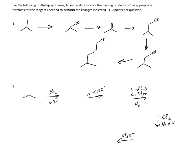 Solved For the following multistep syntheses, fill in the | Chegg.com