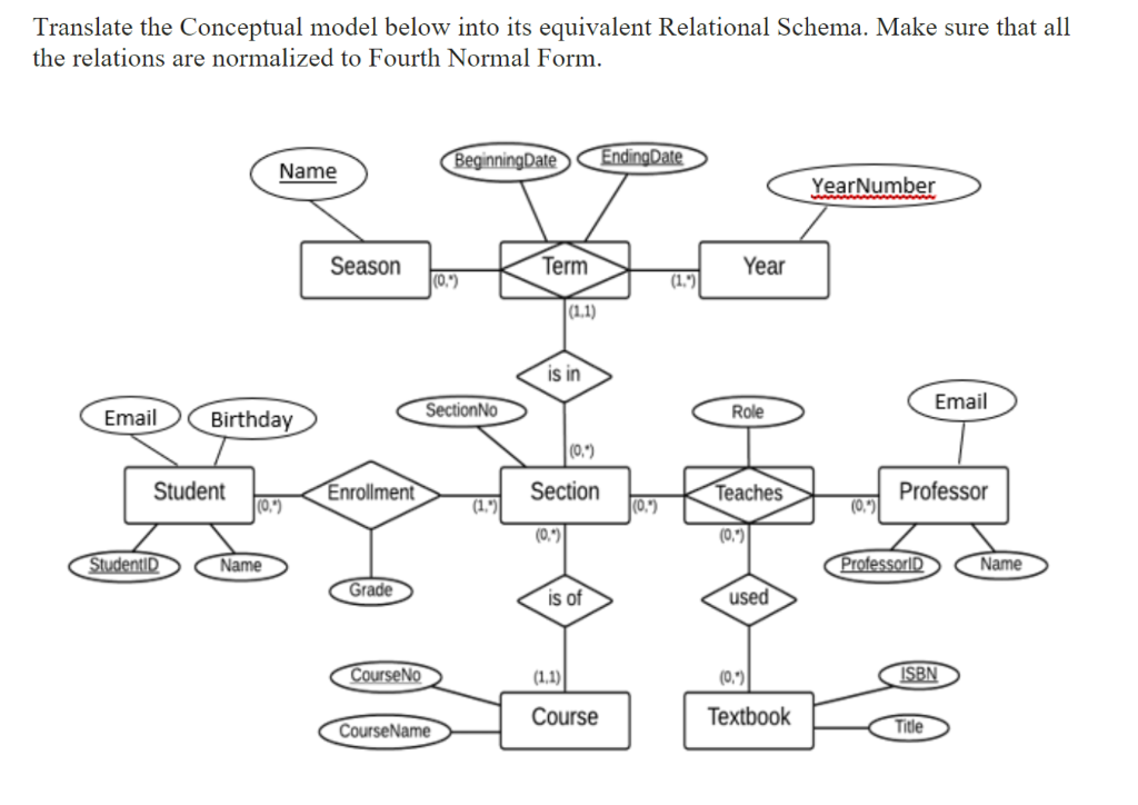 Solved Translate the Conceptual model below into its | Chegg.com