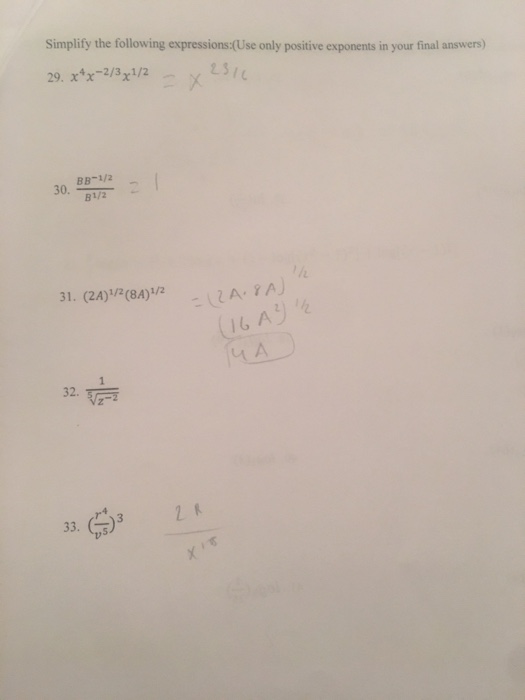 Solved Simplify the following expressions:(Use only positive | Chegg.com