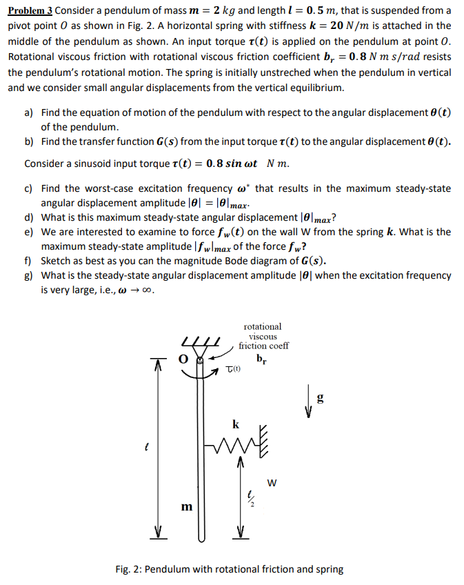 Problem 3 Consider a pendulum of mass m = 2 kg and | Chegg.com