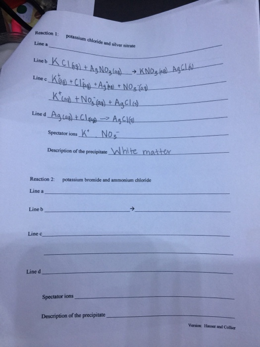 potassium chloride and silver nitrate experiment