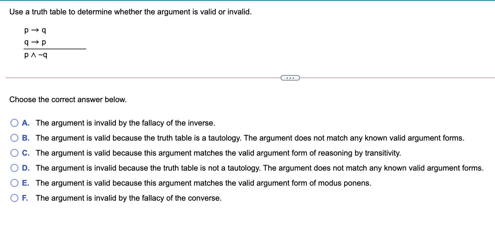 Solved Use A Truth Table To Determine Whether The Argument | Chegg.com