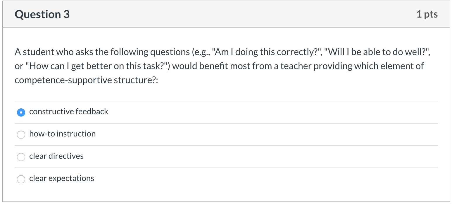 Solved Question 3 1 pts A student who asks the following | Chegg.com