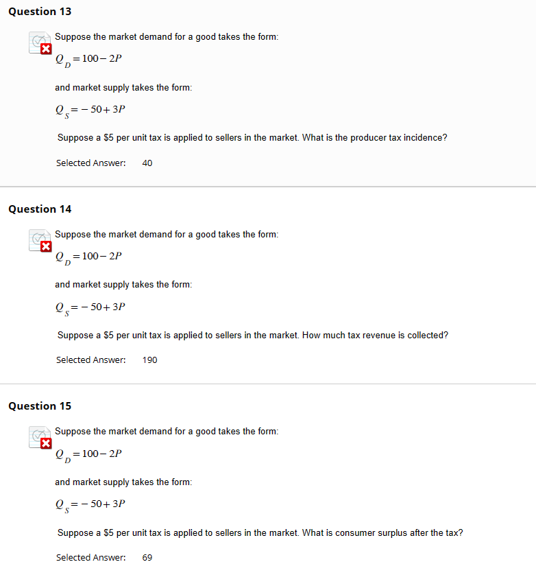 Solved Suppose the market demand for a good takes the form: | Chegg.com