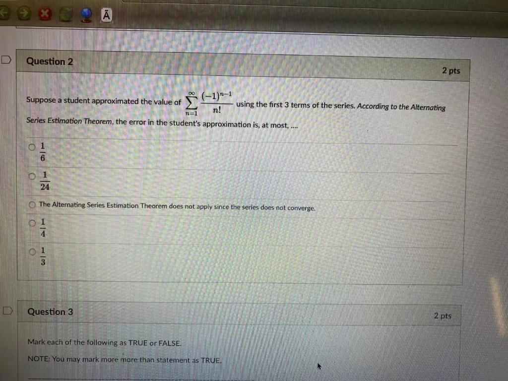 Solved Question 2 2 pts DO Suppose a student approximated | Chegg.com