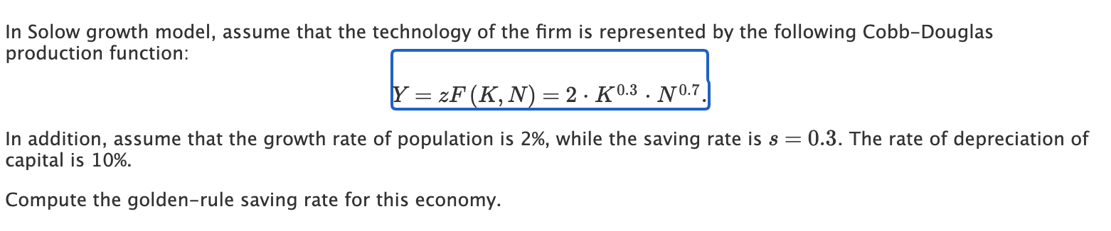 Solved In addition, assume that the growth rate of | Chegg.com