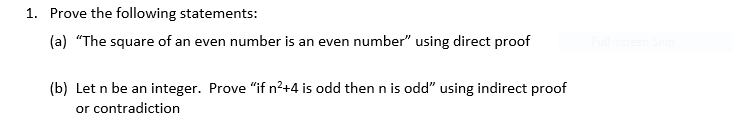 Solved 1. Prove the following statements: (a) “The square of | Chegg.com