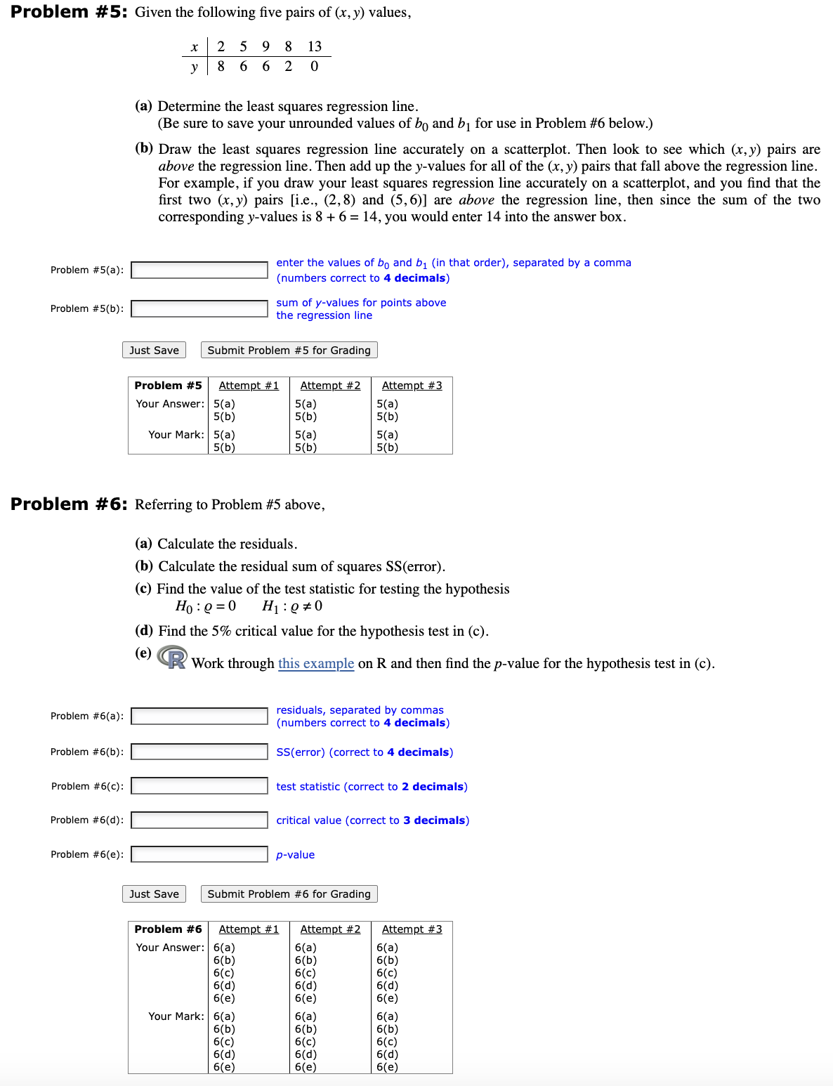 Hi can you please answer questions 5(a/b) and the | Chegg.com