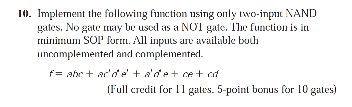 Solved 10. Implement the following function using only | Chegg.com