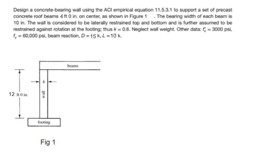 Solved Design a concrete-bearing wall using the ACl | Chegg.com