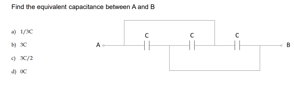 Solved Find The Equivalent Capacitance Between A And B | Chegg.com