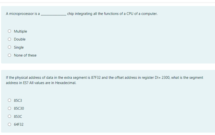 Solved A microprocessor is a chip integrating all the | Chegg.com