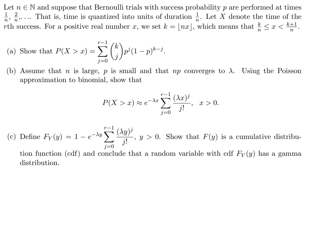 Let N E N And Suppose That Bernoulli Trials With Chegg Com