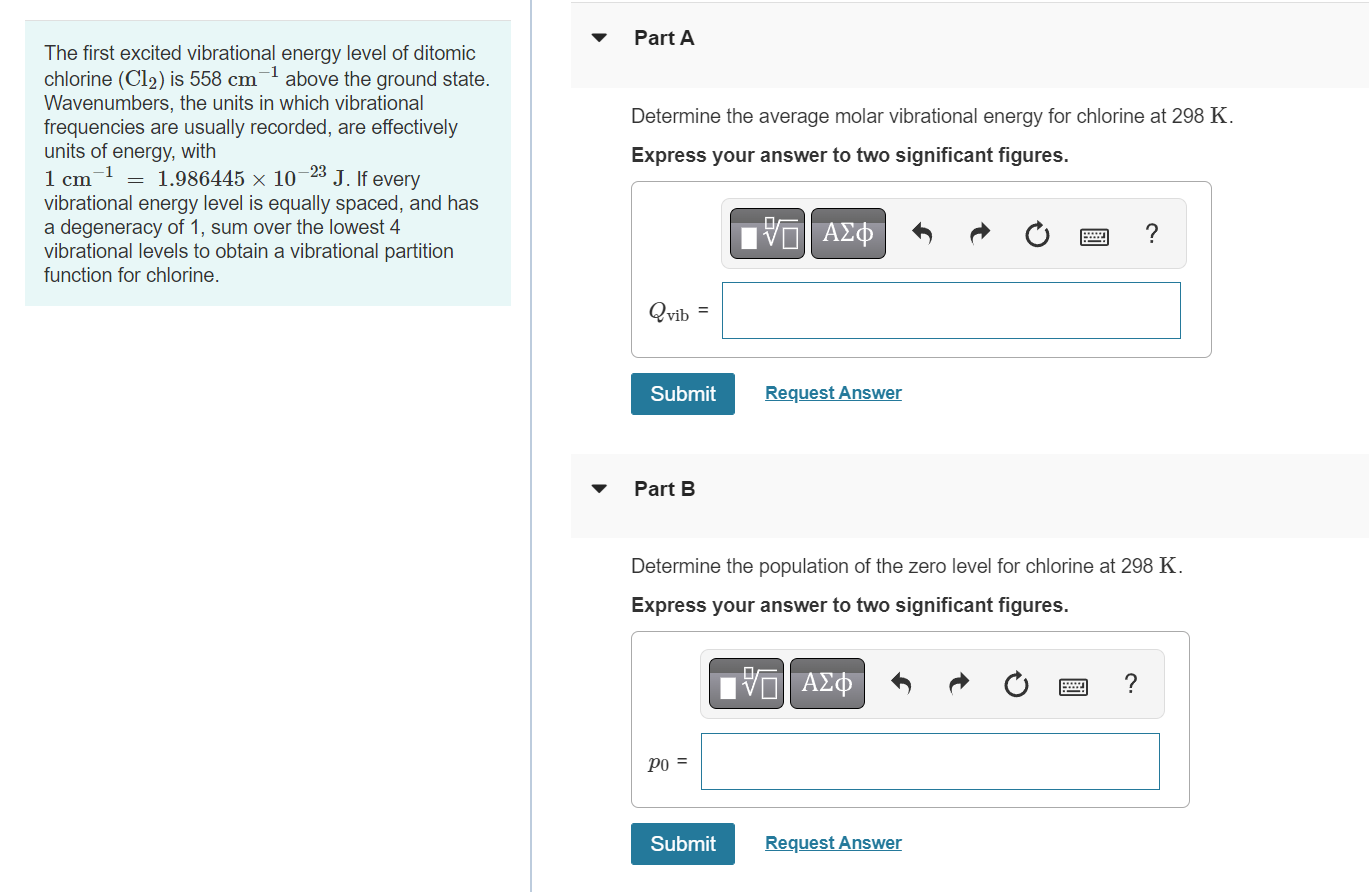Solved The first excited vibrational energy level of ditomic | Chegg.com