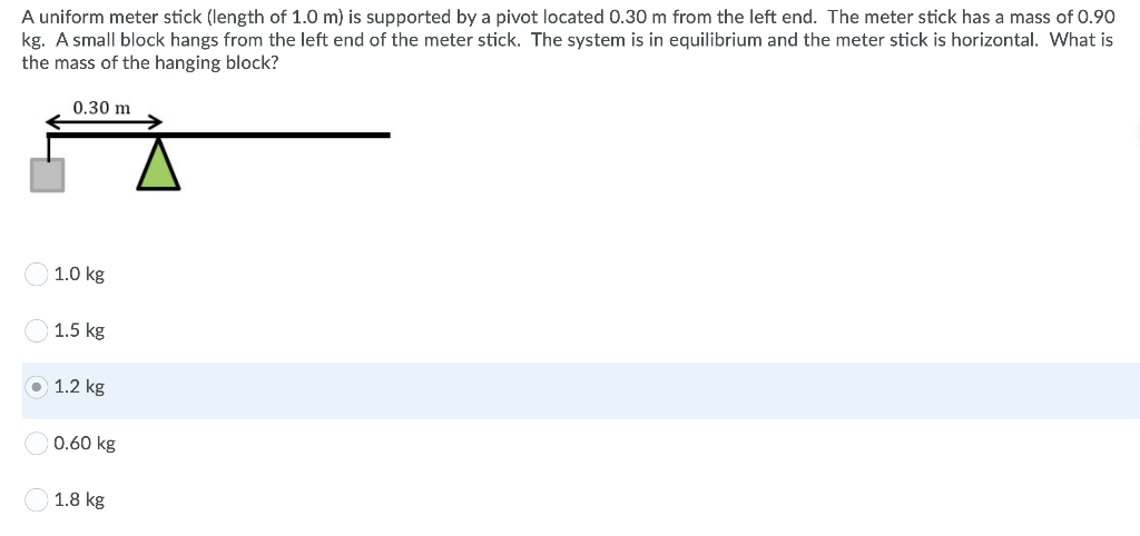 Solved A uniform meter stick (length of 1.0 m) is supported | Chegg.com