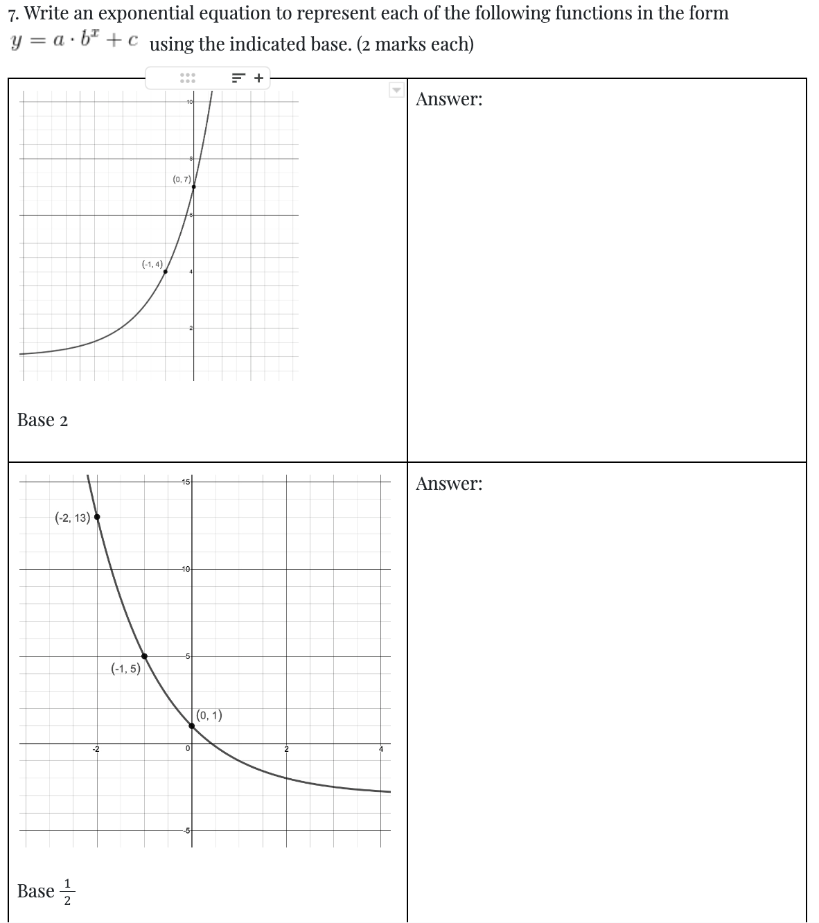 Solved 7 write an exponential equation to represent each of chegg