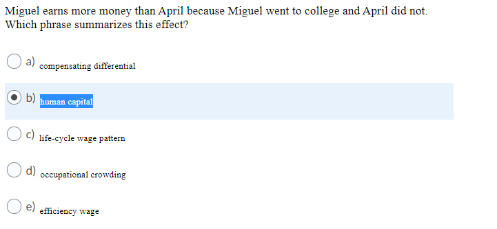 Solved Miguel earns more money than April because Miguel | Chegg.com