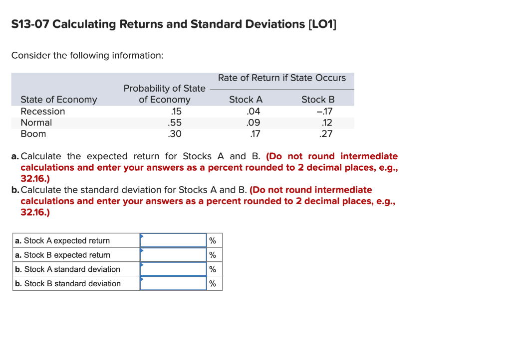 Solved S13-07 Calculating Returns And Standard Deviations | Chegg.com