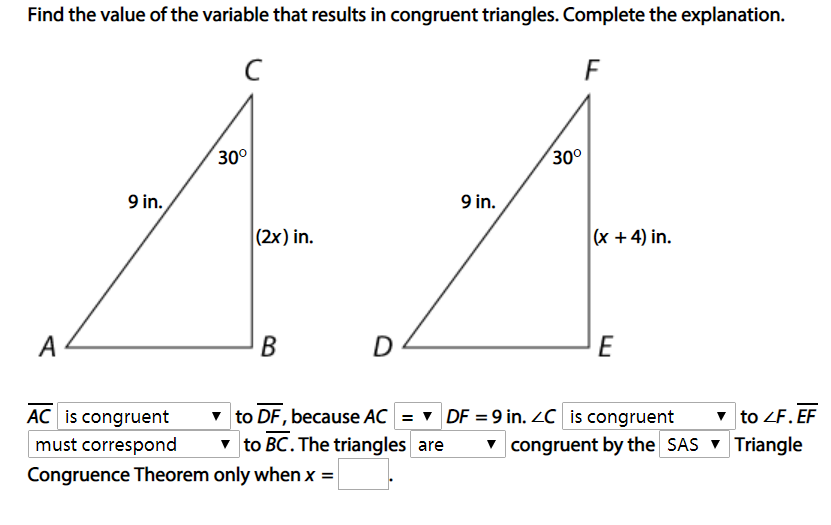 Solved Fill in congruent or congruent, Fill in 2: Chegg.com
