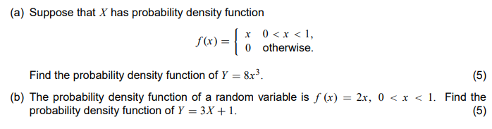 Solved (a) Suppose that X has probability density function | Chegg.com