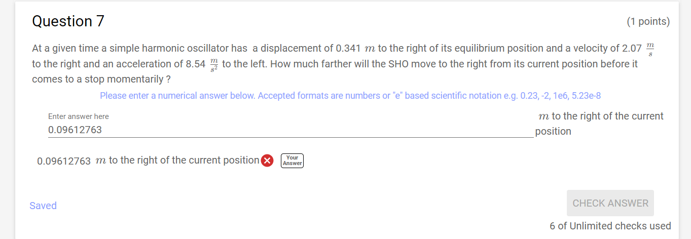 Solved A Simple Harmonic Oscillators Position Is Given By Or Cheggcom