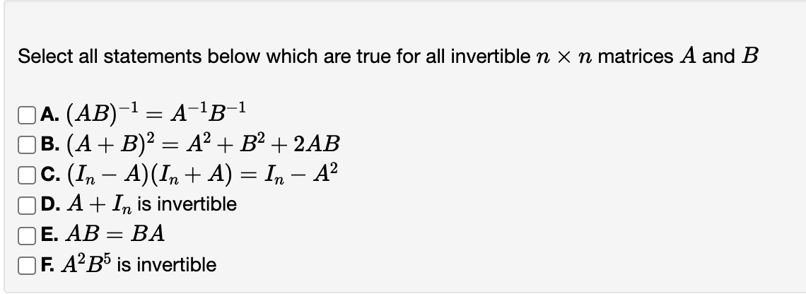 Solved Select All Statements Below Which Are True For All | Chegg.com