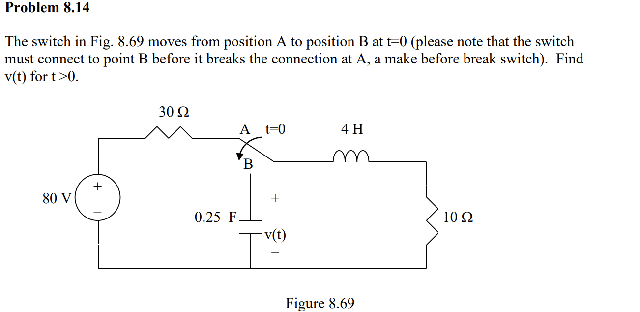 Solved Problem 8.14 The Switch In Fig. 8.69 Moves From | Chegg.com