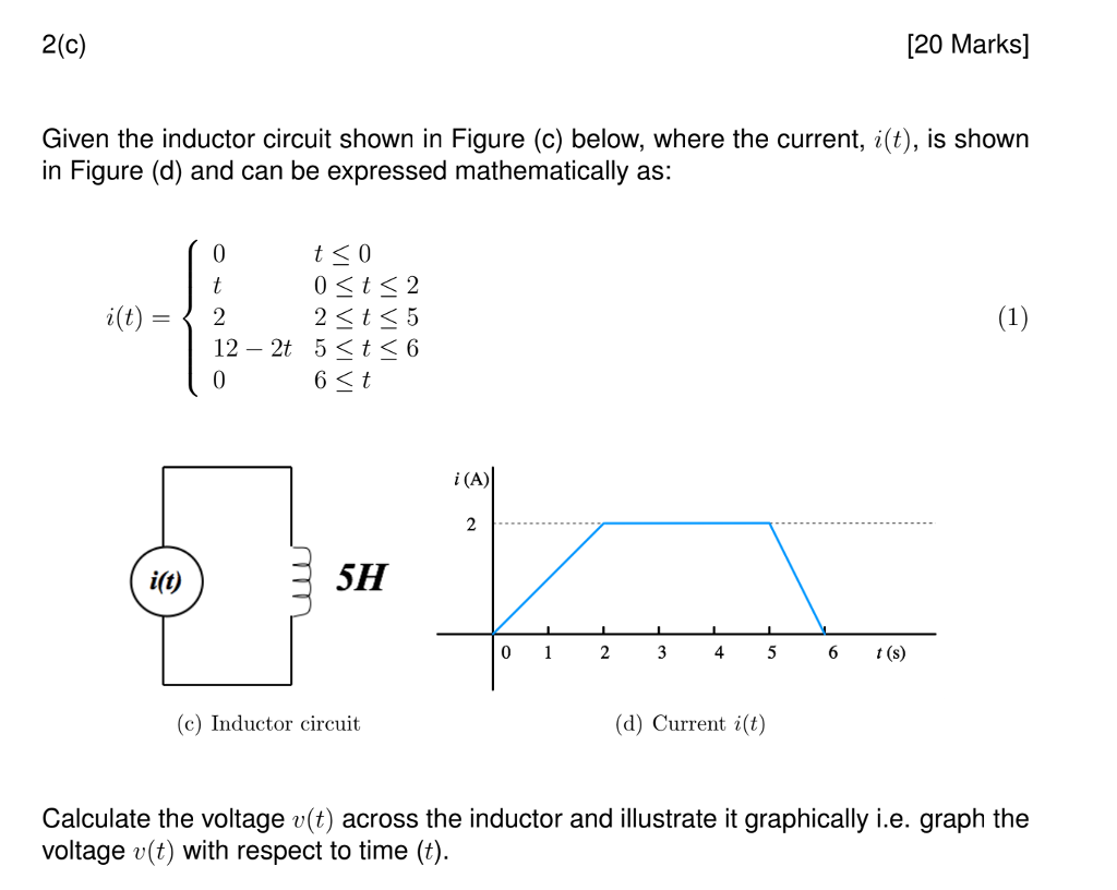 Solved 2(c) [20 Marks] Given the inductor circuit shown in