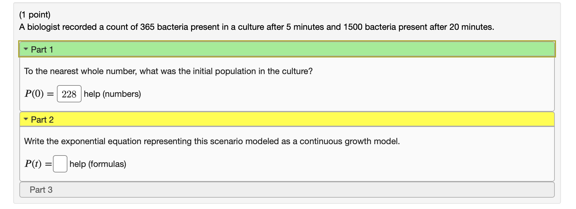 Solved (1 Point) A Biologist Recorded A Count Of 365 | Chegg.com