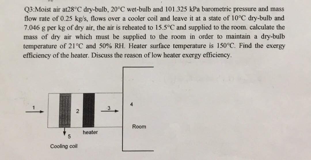 Solved 03Moist air at28°C drybulb, 20°C wetbulb and