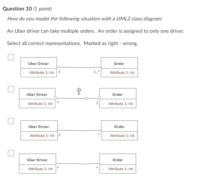 Question 10 (1 ﻿point)How do you model the following