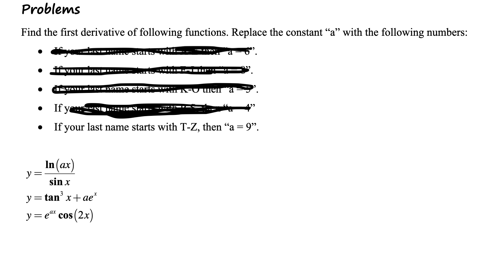 Solved Problems Find The First Derivative Of Following 3468